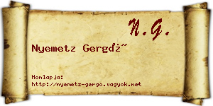 Nyemetz Gergő névjegykártya